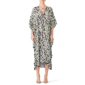 SEE BY CHLOÉ Ruffled floral-print chiffon midi Caftan dress 44 NWT